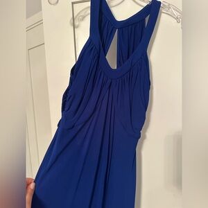 Elegant Open-back Electric Blue Sleeveless Dress